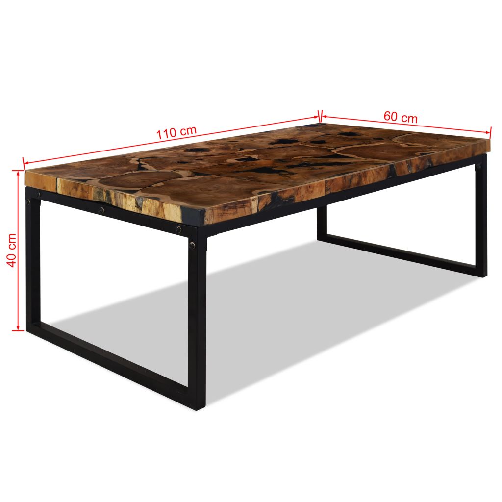 vidaXL Coffee Table Teak Resin 110x60x40 cm Black and Brown - House of Isabella AU