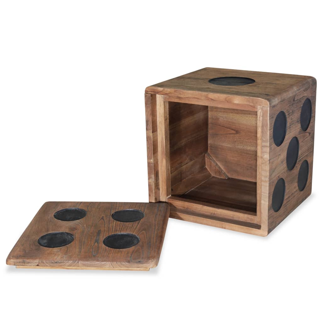 Storage Box Mindi Wood 40x40x40 cm Dice Design
