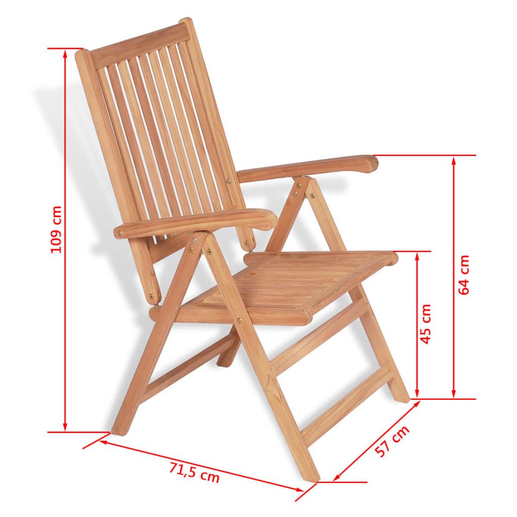 Reclining Garden Chairs 2 pcs Solid Teak Wood