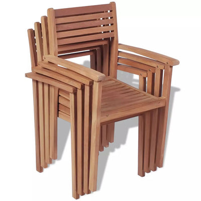 Stackable Garden Chairs 4 pcs Solid Teak Wood