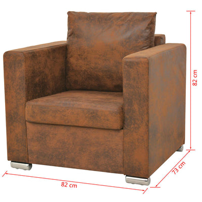 vidaXL Armchair Brown Faux Suede Leather - House of Isabella AU