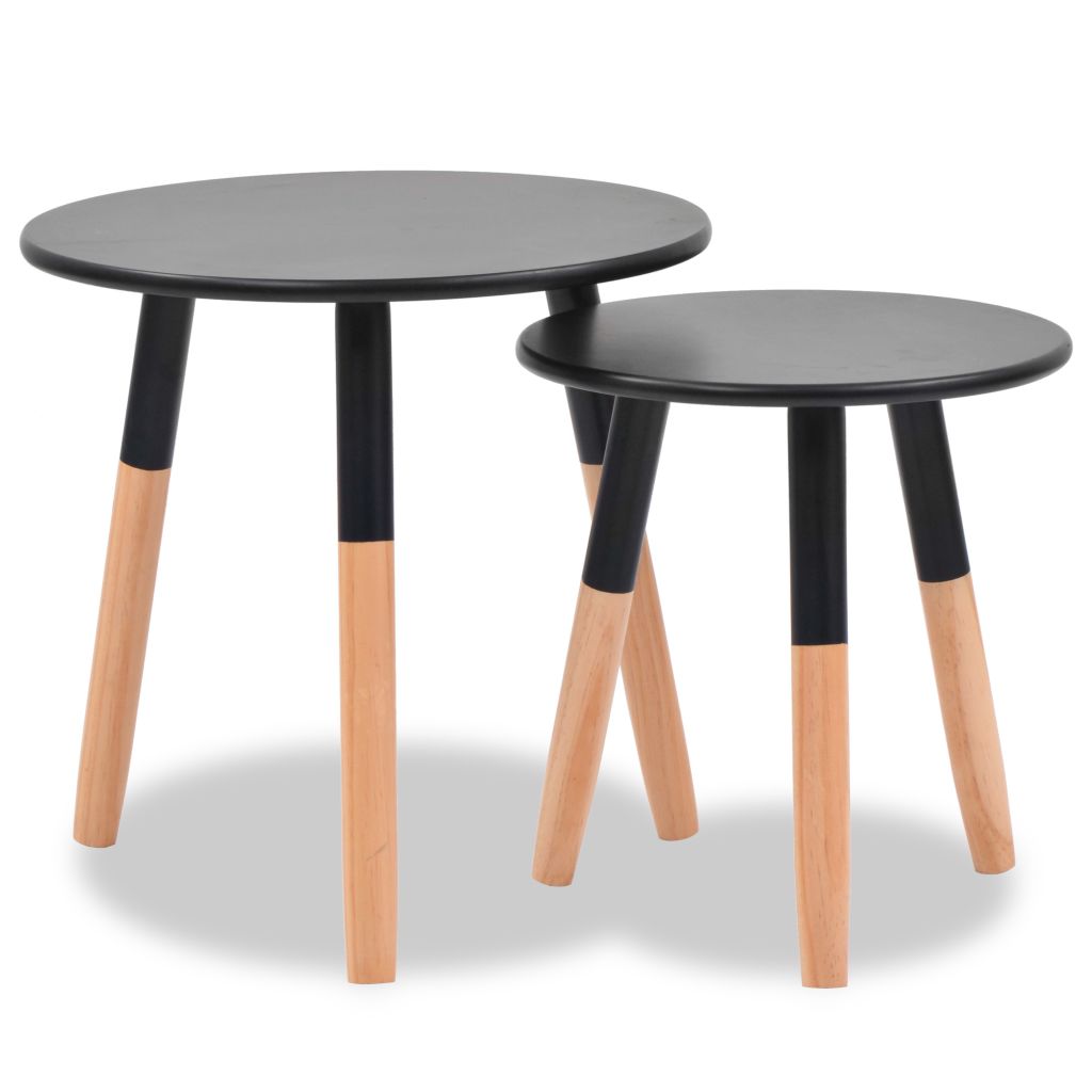 vidaXL Side Table Set 2 Pieces Solid Pinewood Black - House of Isabella AU