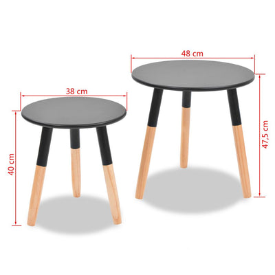 vidaXL Side Table Set 2 Pieces Solid Pinewood Black - House of Isabella AU