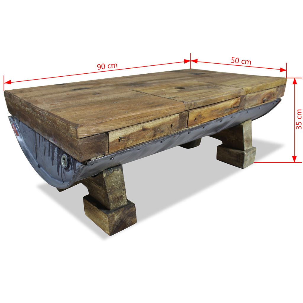 Coffee Table Solid Reclaimed Wood 90x50x35 cm