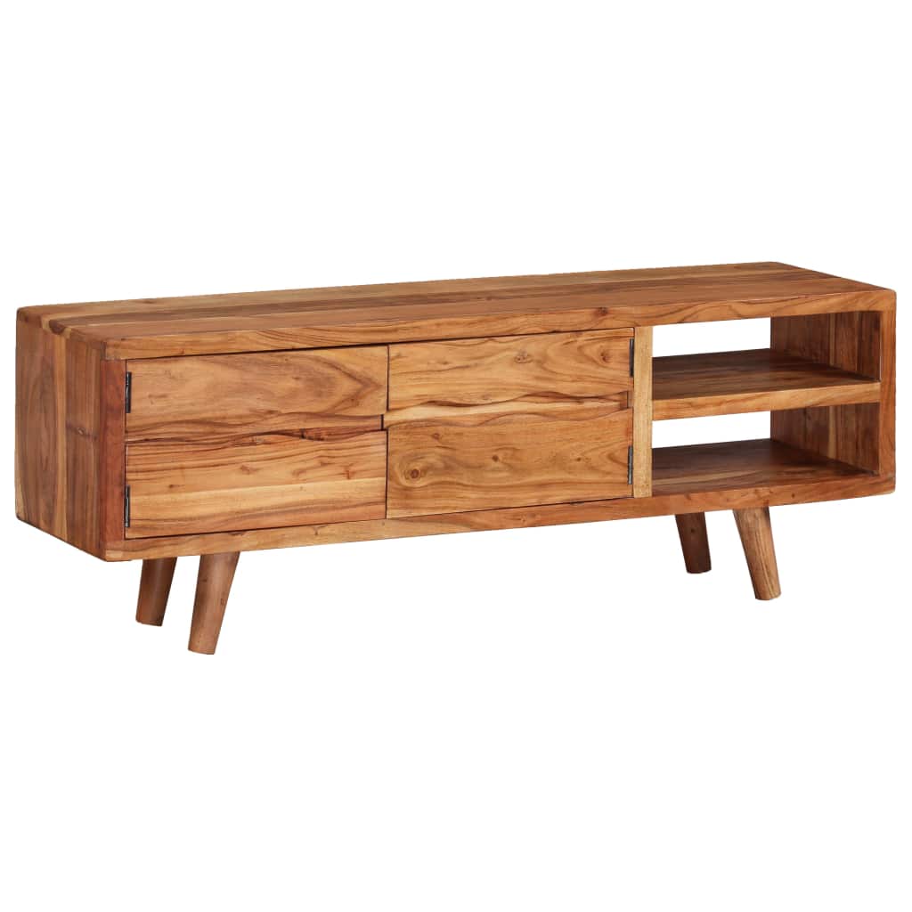 vidaXL TV Cabinet Solid Acacia Wood with Carved Doors 117x30x40 cm - House of Isabella AU