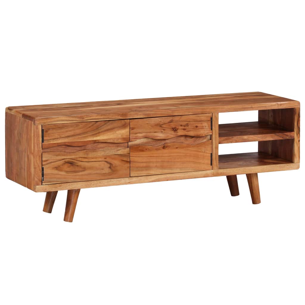 vidaXL TV Cabinet Solid Acacia Wood with Carved Doors 117x30x40 cm - House of Isabella AU