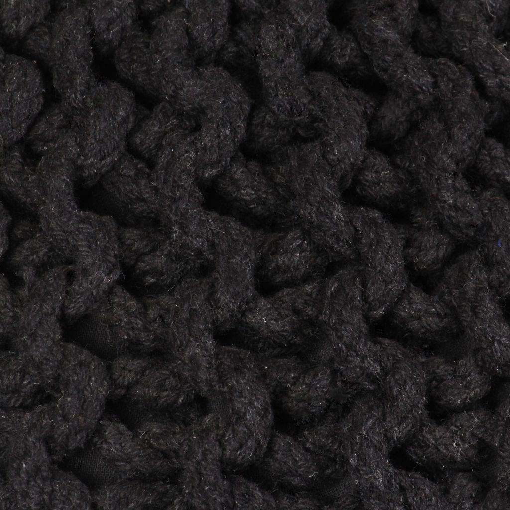 vidaXL Hand-Knitted Pouffe Cotton 50x35 cm Black - House of Isabella AU