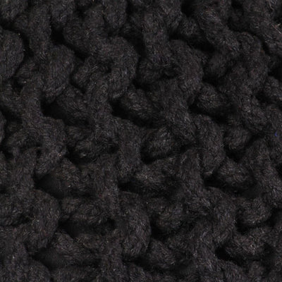 vidaXL Hand-Knitted Pouffe Cotton 50x35 cm Black - House of Isabella AU