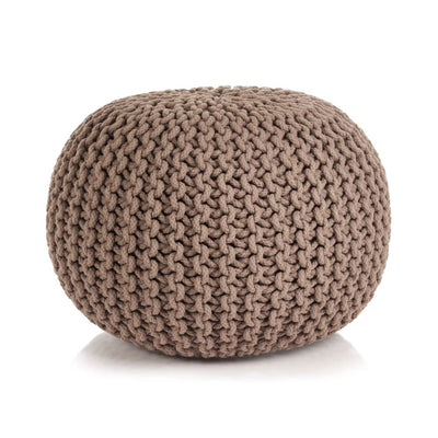 vidaXL Hand-Knitted Pouffe Cotton 50x35 cm Brown - House of Isabella AU