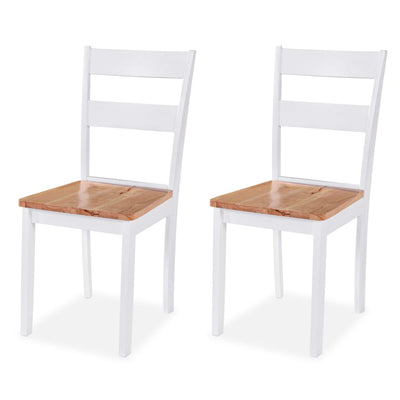 vidaXL Dining Chairs 2 pcs White Solid Rubber Wood - House of Isabella AU