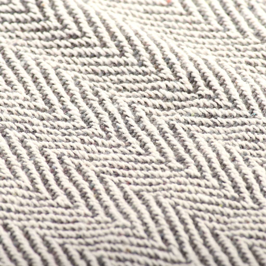 vidaXL Throw Cotton Herringbone 125x150 cm Grey - House of Isabella AU
