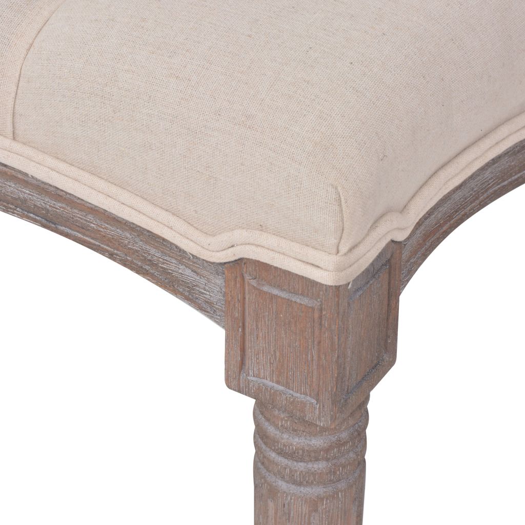 vidaXL Bench Linen Solid Wood 150x40x48 cm Cream White - House of Isabella AU