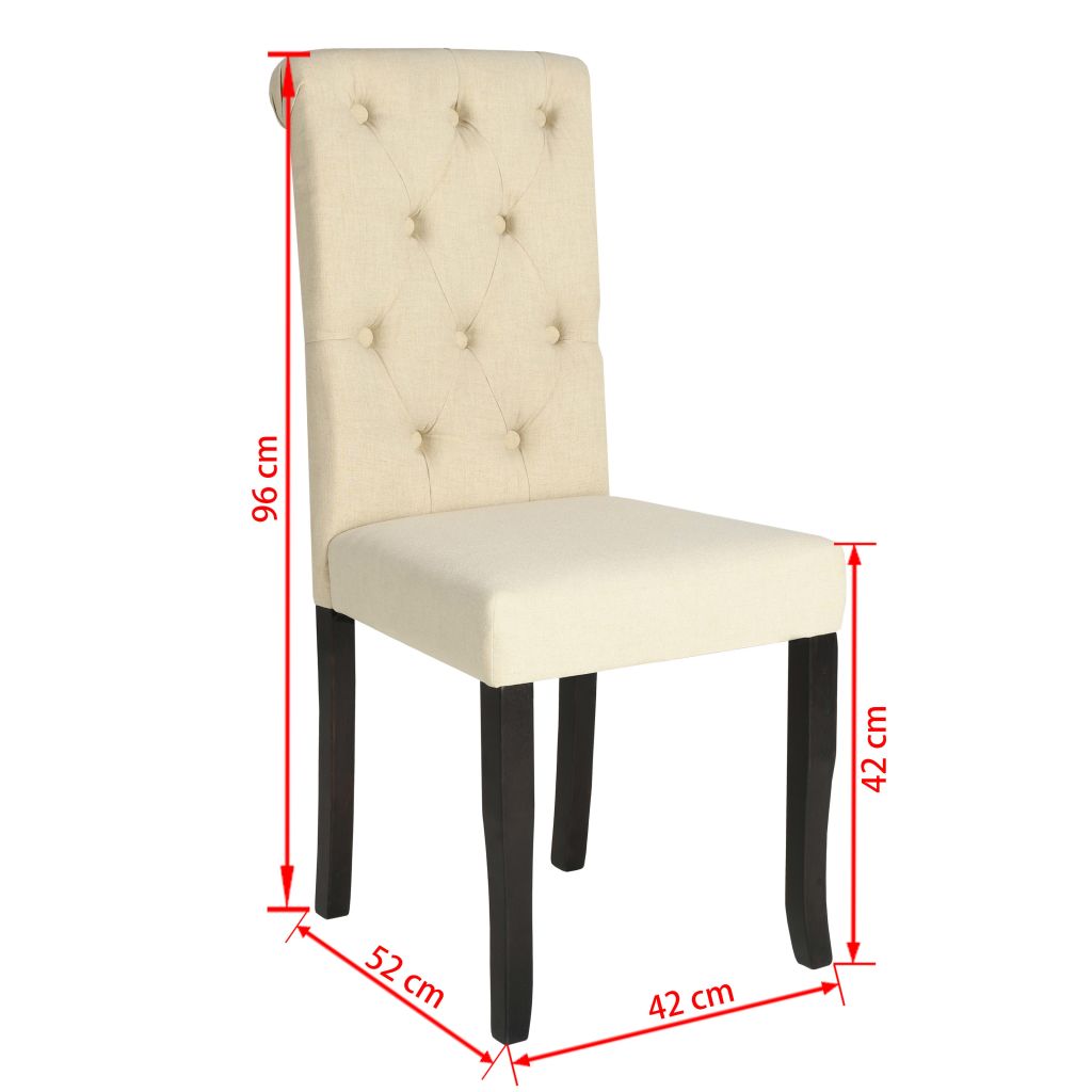 vidaXL Dining Chairs 4 pcs Cream Fabric - House of Isabella AU