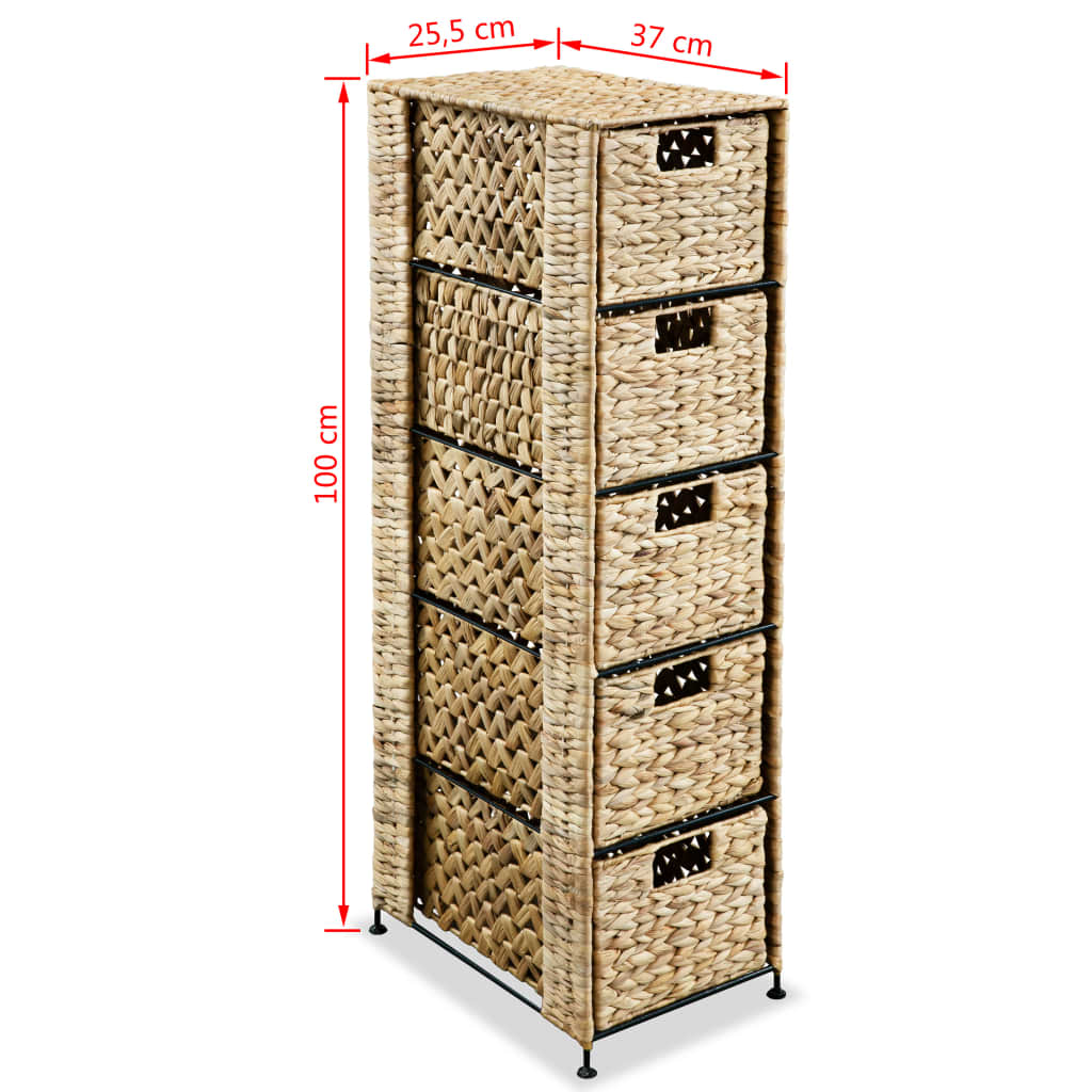 Storage Unit with 5 Baskets 25.5x37x100 cm Water Hyacinth