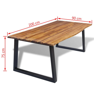 vidaXL Dining Table Solid Acacia Wood 200x90x75 cm - House of Isabella AU