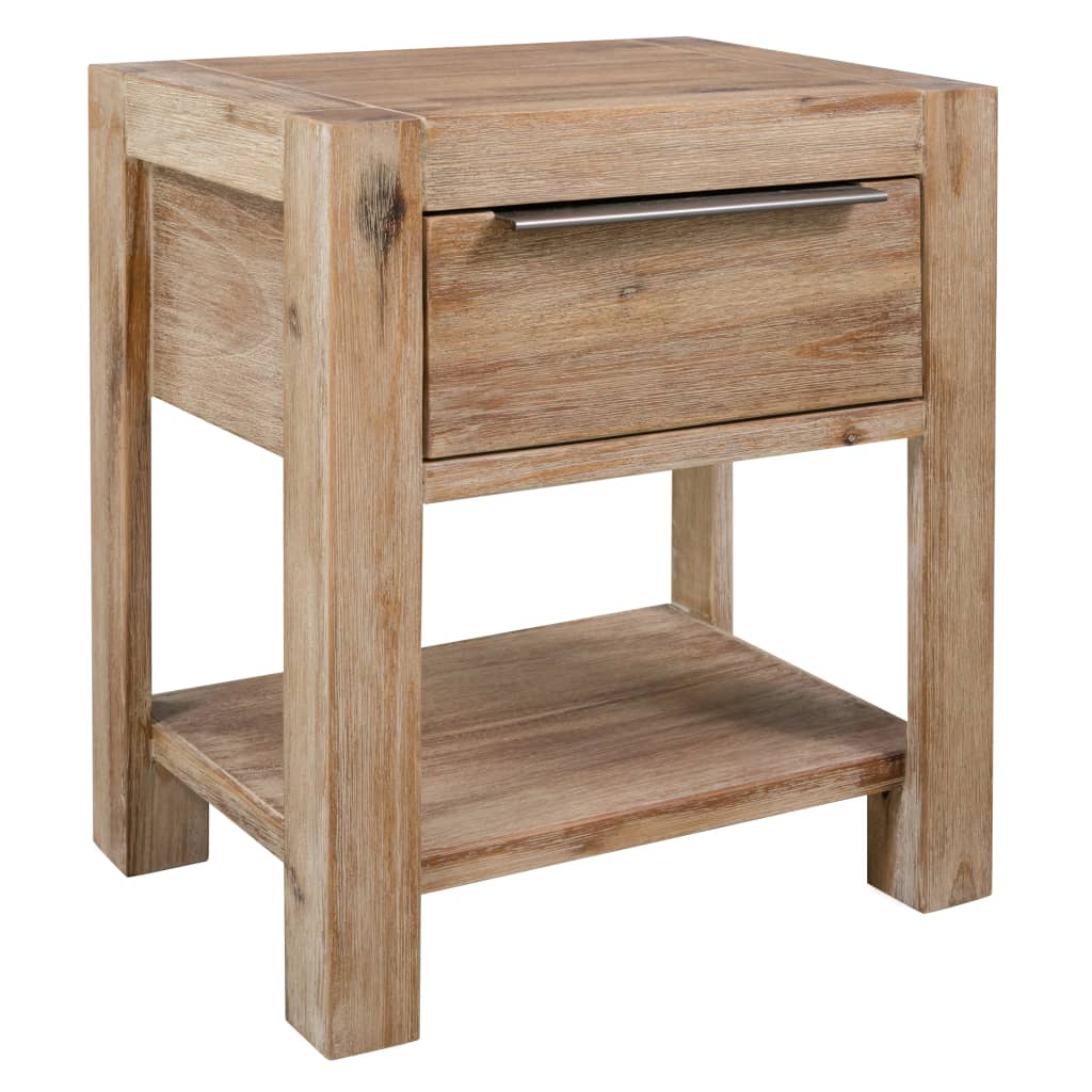 vidaXL Nightstand with Drawer 40x30x48 cm Solid Acacia Wood - House of Isabella AU