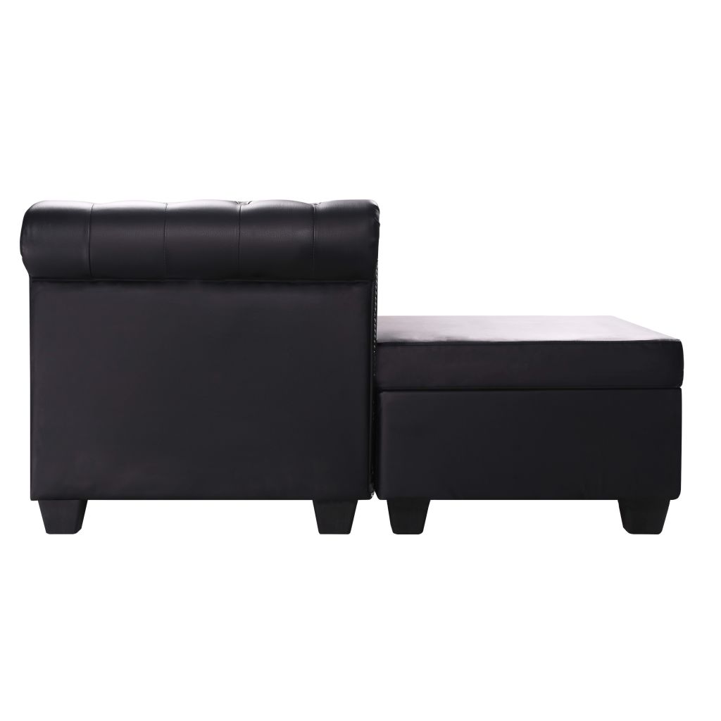 vidaXL L-shaped Chesterfield Sofa Artificial Leather Black - House of Isabella AU