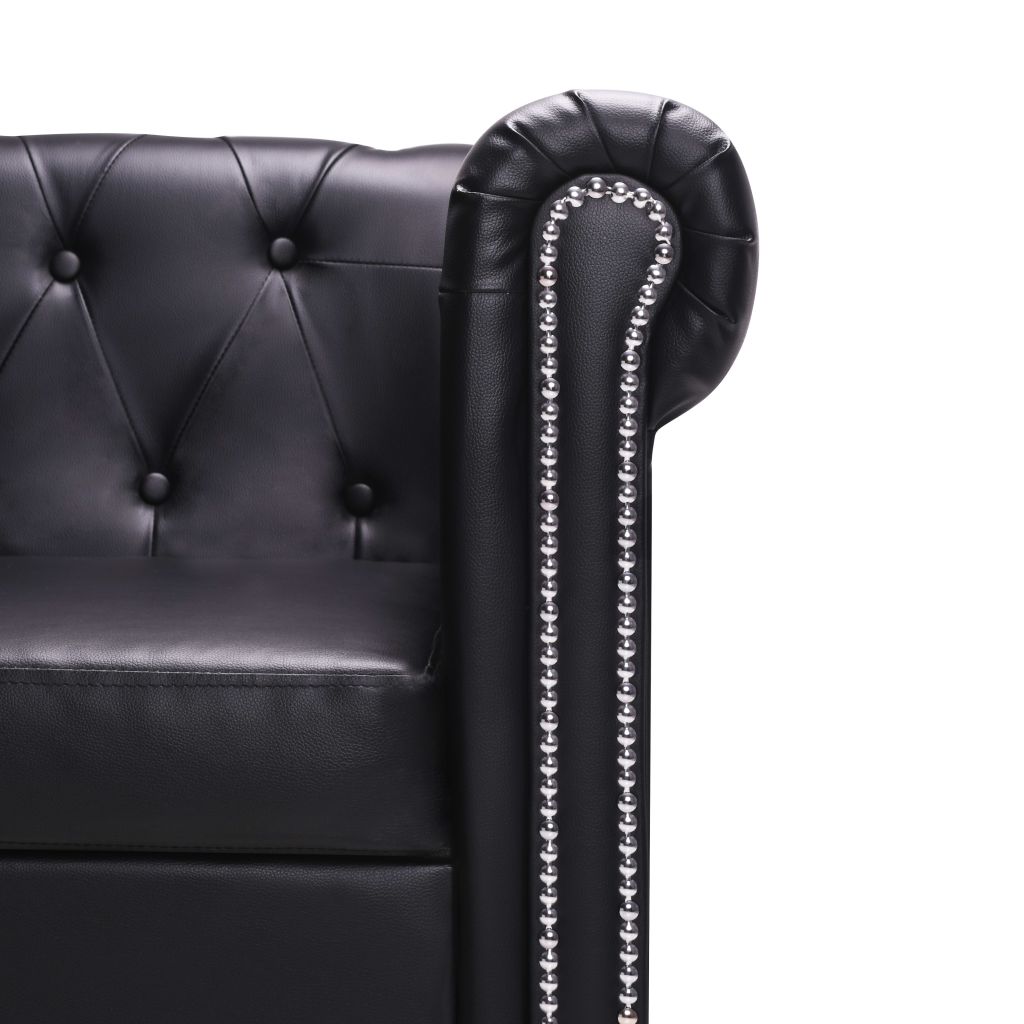 vidaXL L-shaped Chesterfield Sofa Artificial Leather Black - House of Isabella AU