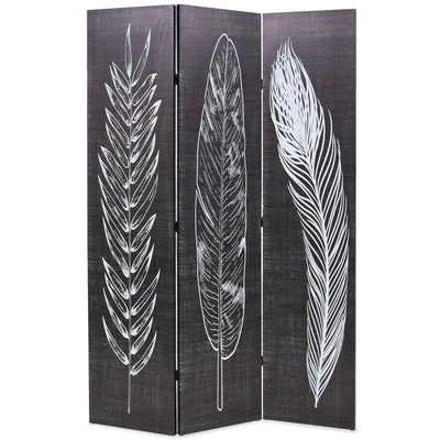 vidaXL Folding Room Divider 120x170 cm Feathers Black and White - House of Isabella AU