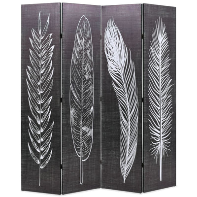 vidaXL Folding Room Divider 160x170 cm Feathers Black and White - House of Isabella AU