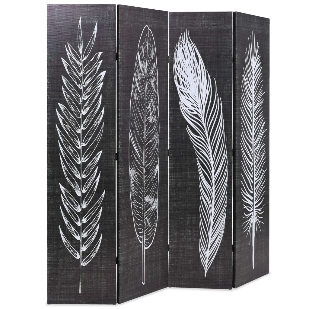 vidaXL Folding Room Divider 160x170 cm Feathers Black and White - House of Isabella AU