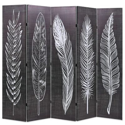 vidaXL Folding Room Divider 200x170 cm Feathers Black and White - House of Isabella AU