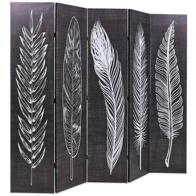 vidaXL Folding Room Divider 200x170 cm Feathers Black and White - House of Isabella AU