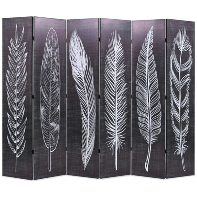 vidaXL Folding Room Divider 228x170 cm Feathers Black and White - House of Isabella AU