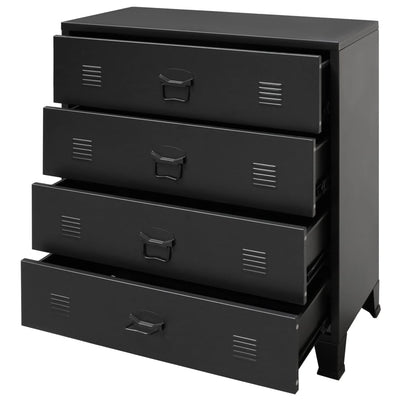 vidaXL Chest of Drawers Metal Industrial Style 78x40x93 cm Black - House of Isabella AU