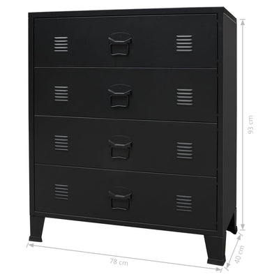 vidaXL Chest of Drawers Metal Industrial Style 78x40x93 cm Black - House of Isabella AU