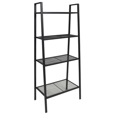 vidaXL Ladder Bookcase 4 Tiers Metal Black - House of Isabella AU
