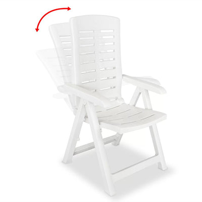 vidaXL Reclining Garden Chairs 2 pcs Plastic White - House of Isabella AU