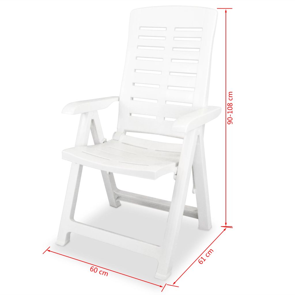 vidaXL Reclining Garden Chairs 2 pcs Plastic White - House of Isabella AU