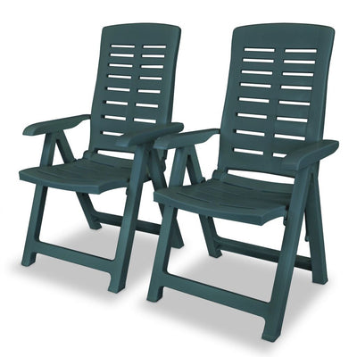 vidaXL Reclining Garden Chairs 2 pcs Plastic Green - House of Isabella AU