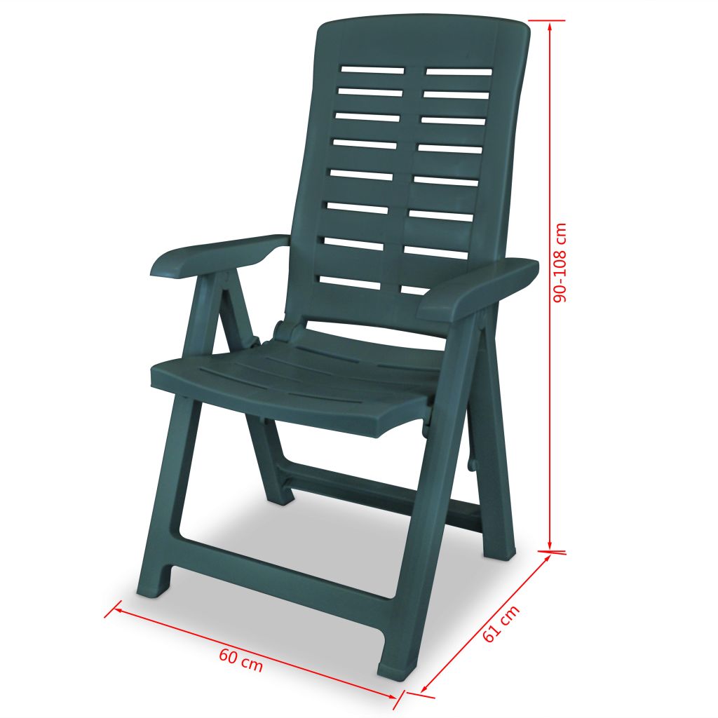 vidaXL Reclining Garden Chairs 2 pcs Plastic Green - House of Isabella AU