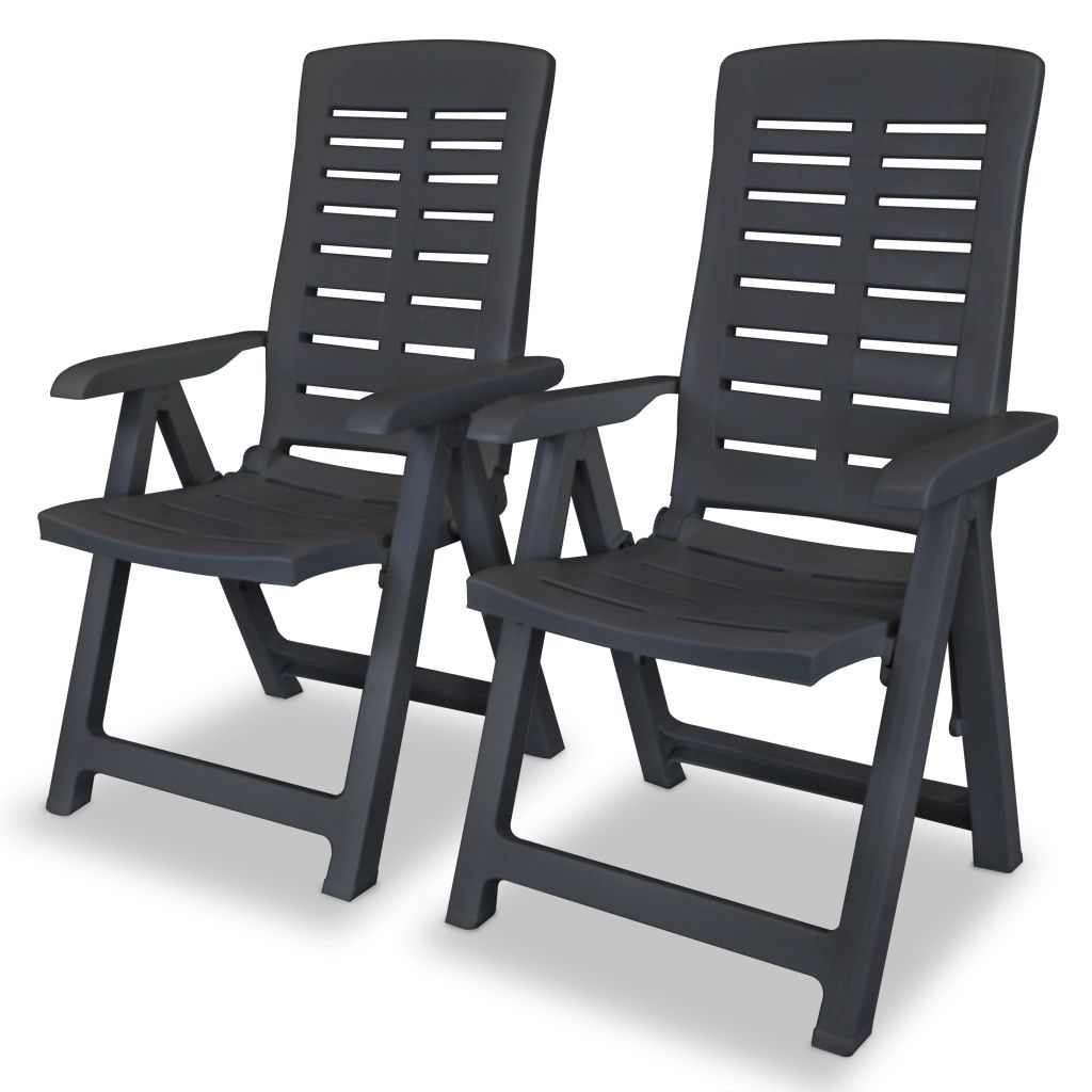 vidaXL Reclining Garden Chairs 2 pcs Plastic Anthracite - House of Isabella AU