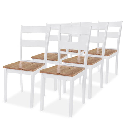 vidaXL Dining Chairs 6 pcs White Solid Rubber Wood - House of Isabella AU