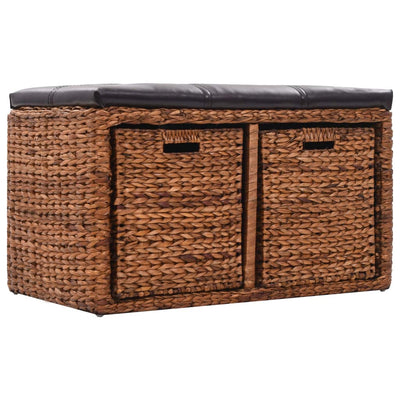 vidaXL Bench with 2 Baskets Seagrass 71x40x42 cm Brown - House of Isabella AU
