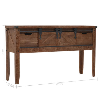 vidaXL Console Table Solid Fir Wood 131x35.5x75 cm Brown - House of Isabella AU