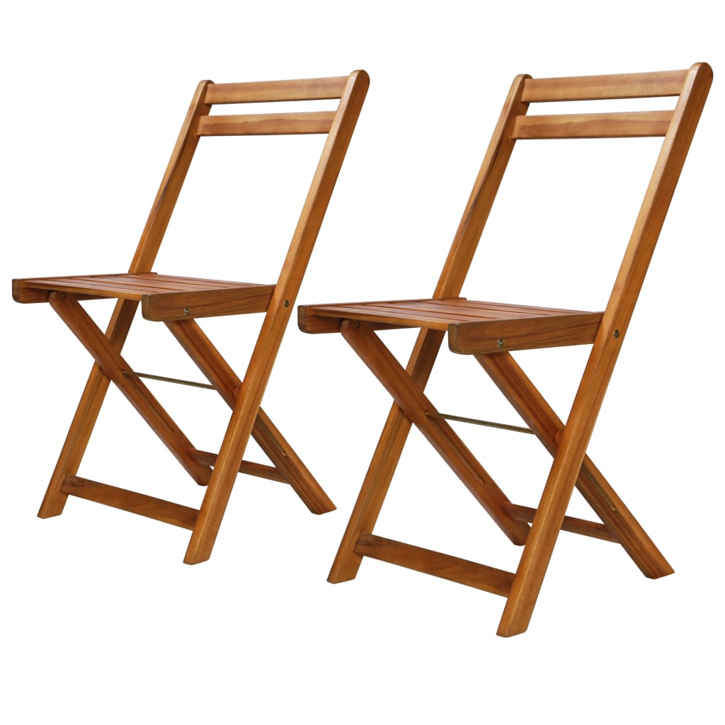 vidaXL Outdoor Bistro Chairs 2 pcs Solid Acacia Wood - House of Isabella AU