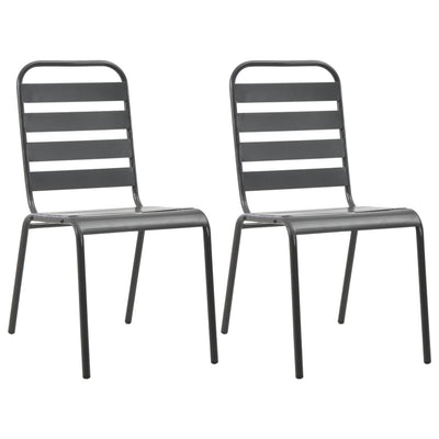 vidaXL Stackable Outdoor Chairs 2 pcs Steel Grey - House of Isabella AU
