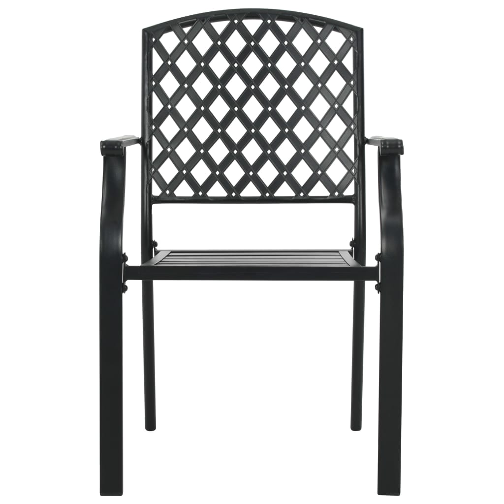 vidaXL Stackable Outdoor Chairs 2 pcs Steel Black - House of Isabella AU