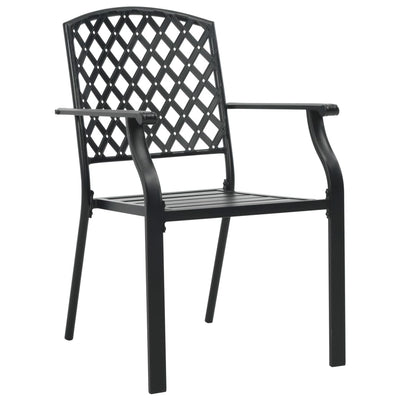 vidaXL Stackable Outdoor Chairs 2 pcs Steel Black - House of Isabella AU
