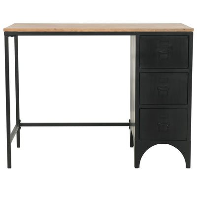vidaXL Single Pedestal Desk Solid Firwood and Steel 100x50x76 cm - House of Isabella AU