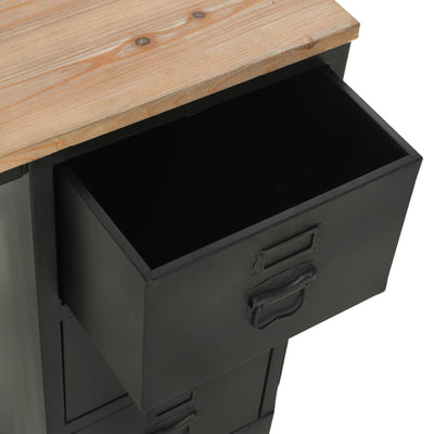 vidaXL Single Pedestal Desk Solid Firwood and Steel 100x50x76 cm - House of Isabella AU