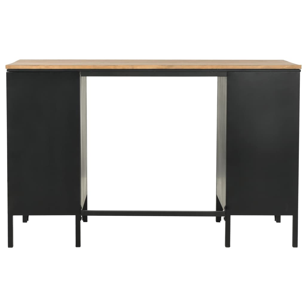 vidaXL Double Pedestal Desk Solid Firwood and Steel 120x50x76 cm - House of Isabella AU