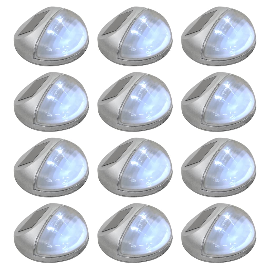 vidaXL Outdoor Solar Wall Lamps LED 12 pcs Round Silver - House of Isabella AU