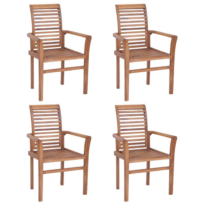 vidaXL Stacking Dining Chairs 4 pcs Solid Teak - House of Isabella AU