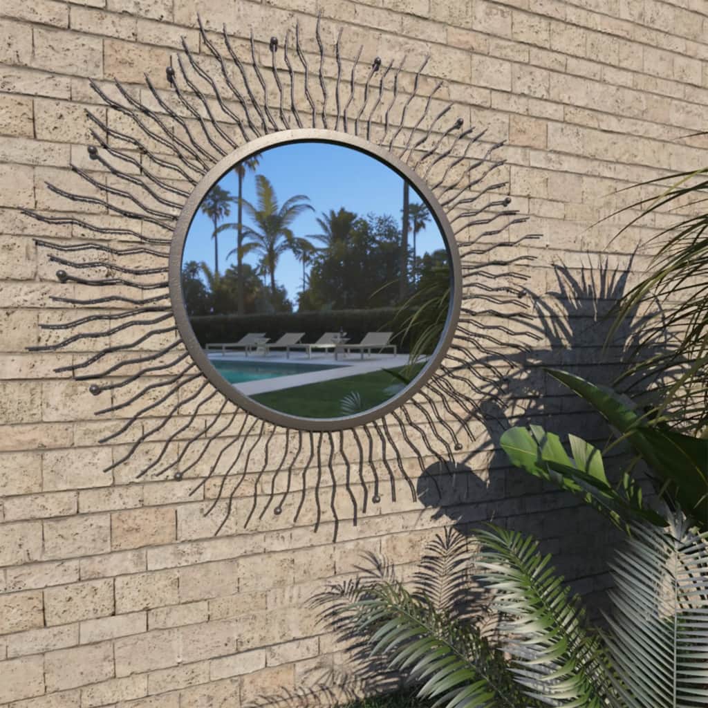 vidaXL Garden Wall Mirror Sunburst 80 cm Black - House of Isabella AU
