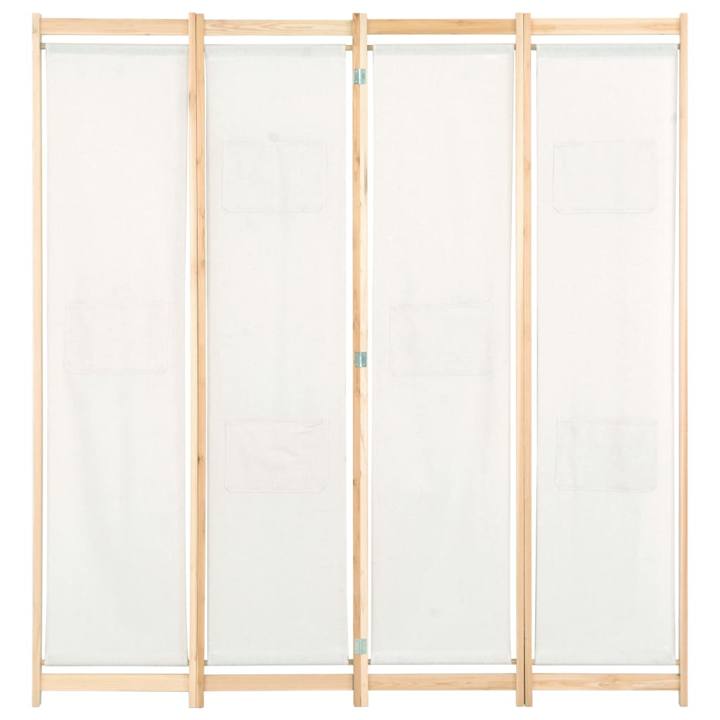 vidaXL 4-Panel Room Divider Cream 160x170x4 cm Fabric - House of Isabella AU